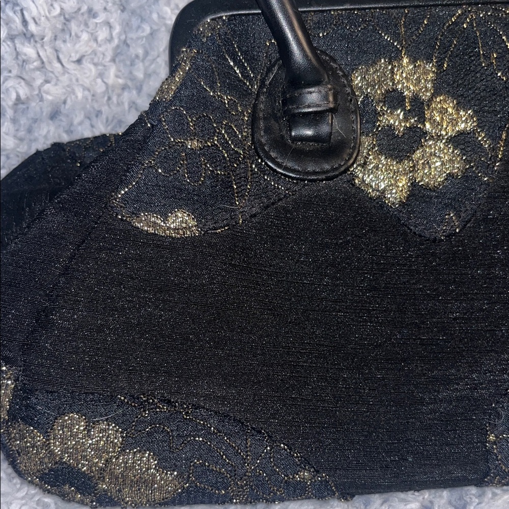 Paradox Black and Gold Floral Shoulder Bag - Picture 5 of 7